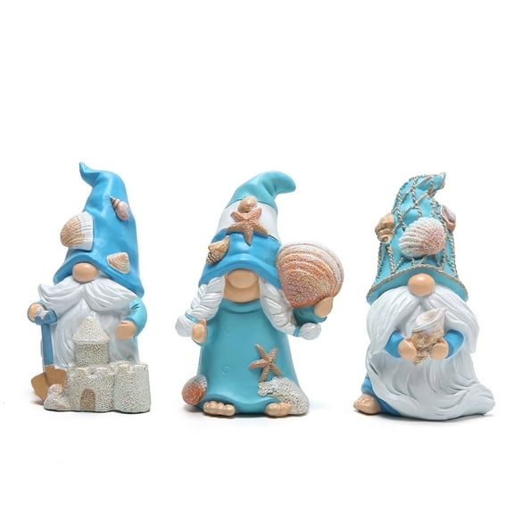 Hodao 3PCS Summer Gnomes Decor, Star Shell Gnomes Handmade for Beach Décor, Swedish, Nisse Scandinavian, Elf Summer Decoration Home Ornaments