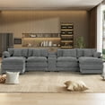 thumbnail image 6 of Wiilayok 145" U Shaped Sectional Sofa,Chenille Cloud Modular Sectional Sofa Couch Set with Double Chaise,Central Console,Cup Holder for Living Room,Dark Gray, 6 of 9