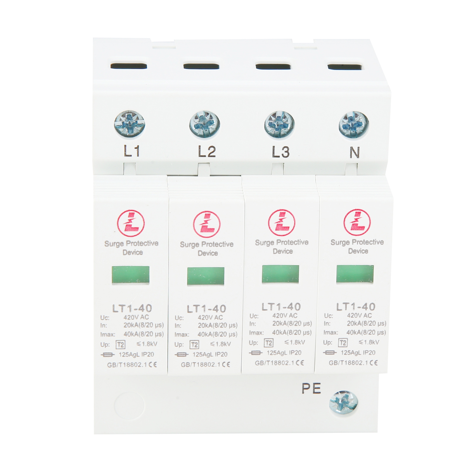 Joernso 4P 20KA/40KA/65KA/80KA 420V AC House Surge Protective Device White Arrester