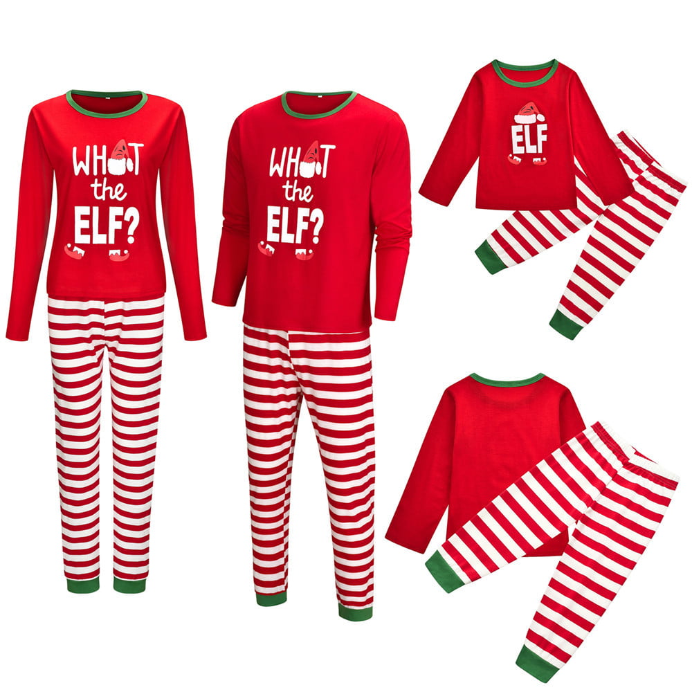 Long Sleeve Tops Striped Pajamas Pants Family Christmas Pajamas Set What The Elf 