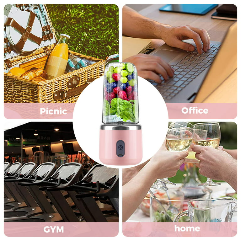 Portable Blender, Personal Mini Bottle Travel Electric Smoothie Blender  Maker Fruit Juicer Cup, with 13.5 oz Bottles, 6 Blades and USB Rechargeable
