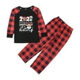 thumbnail image 1 of Kmbangi Christmas Family Pajamas Set, Letter Plaid Print Tops+Pants/Romper, 1 of 8
