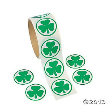 Green Shamrock Stickers St Patrick's Day Clover Irish 100  Roll Party Favors