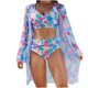 thumbnail image 1 of Trajes de Baño de Bikini de Mujer con Correas Impresas V Sexy Split Set de Tres Piezas, Diseño de Corte Alto para la Piscina de Playa Y las Vacaciones de Verano, 1 of 9
