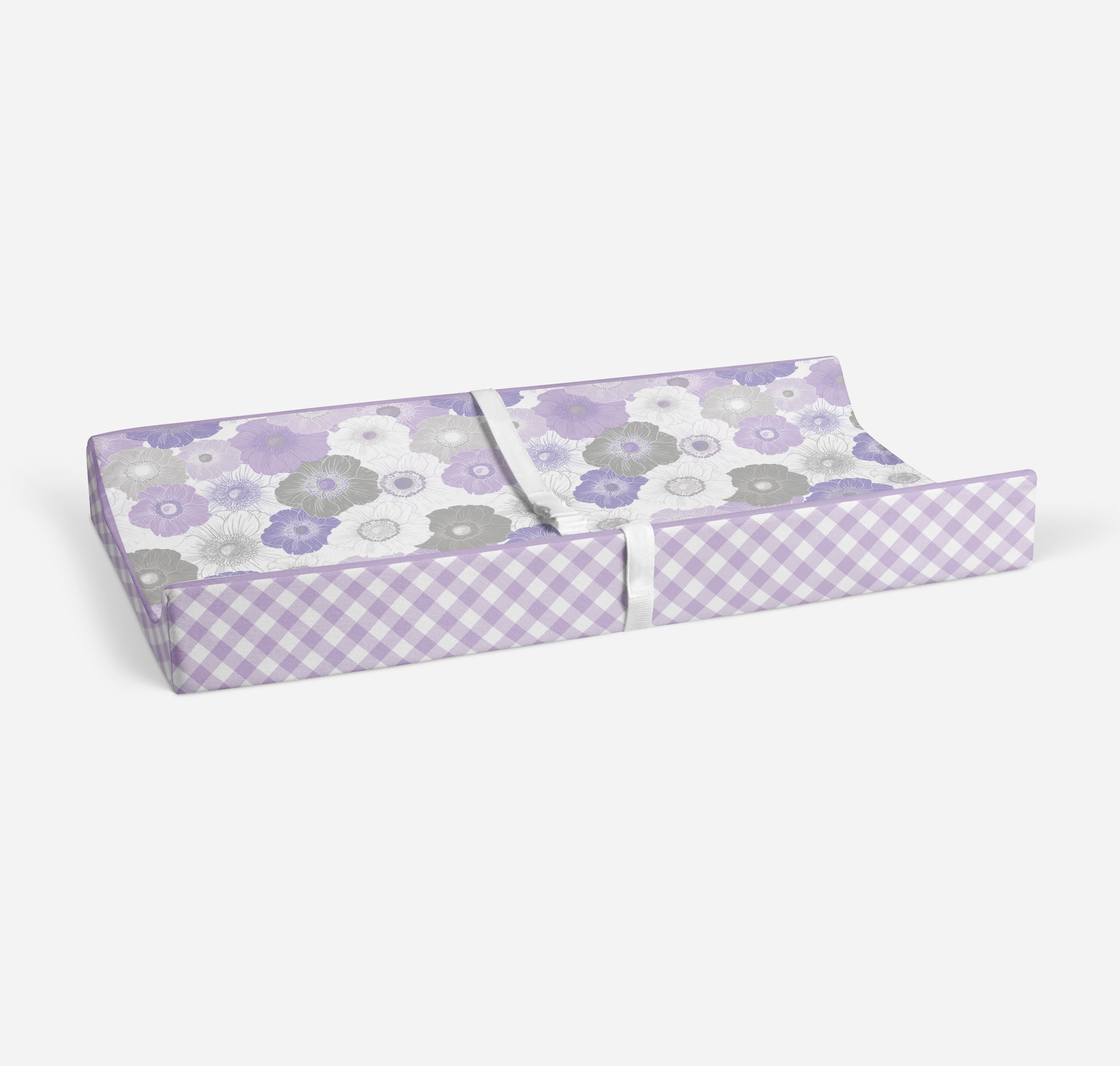 Bacati - Watercolor Floral Purple Gray Girls Quilted Changing Pad Cover