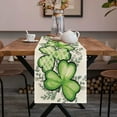 thumbnail image 6 of Steadline St. Patrick's Day Table Runner,183cm Green Clover Pattern Linen Table Cover,Heat Resistant Dining Table Decor,Irish Themed Party Table Setting, 6 of 7