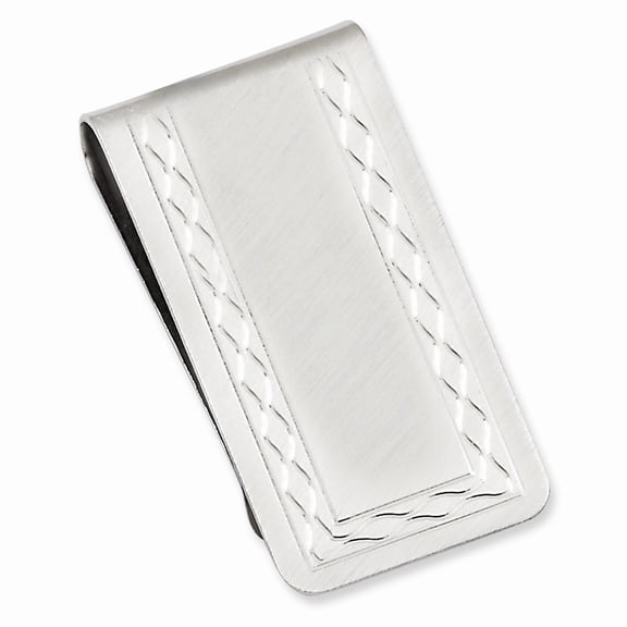Rhodium-plated Kelly Waters with Engraveable Area Florentine Money Clip; for Adults and Teens; for Women and Men