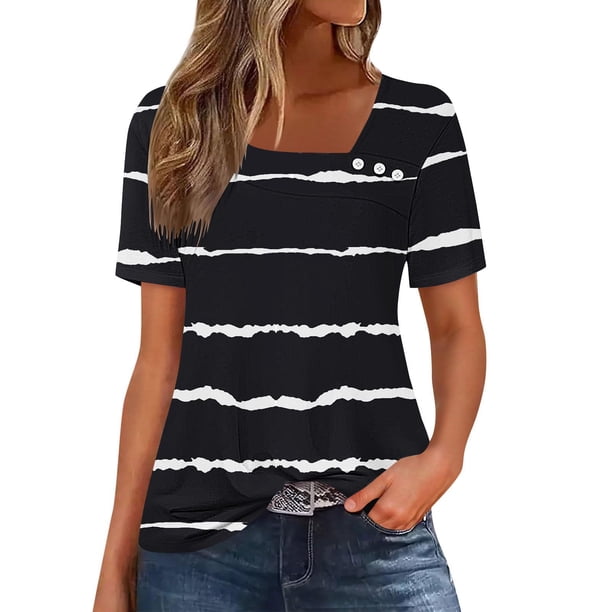 Usted Es Más Que una Camisa de Puntuación de Prueba, de Moda Casual Impreso Botón de Manga Corta Cuello en V para las Mujeres