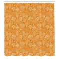 thumbnail image 3 of Ambesonne Sugar Skull Shower Curtain, Doodle Swirl Flower, 69"Wx84"L, Marigold and Cream, 3 of 3