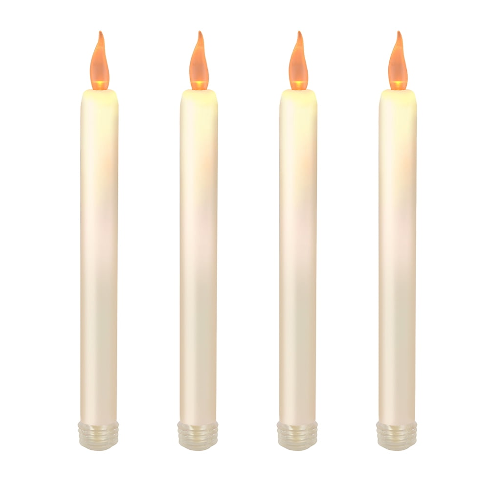 2pc Liown Wax Flameless Candles 8" Ivory Taper Unscented 