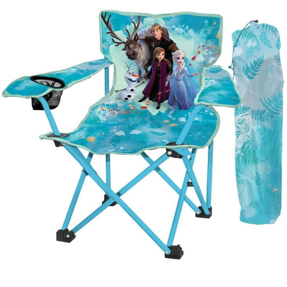 Chaise de camping en polyester Disney La Reine des Neiges 2 avec porte-gobelet et sac de transport pour enfants