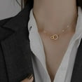 thumbnail image 3 of 14K Gold Intertwined Circle Necklace, Double Moissanite Pendant, Beautiful Gift for Celebrations and Special Occasions, 3 of 4