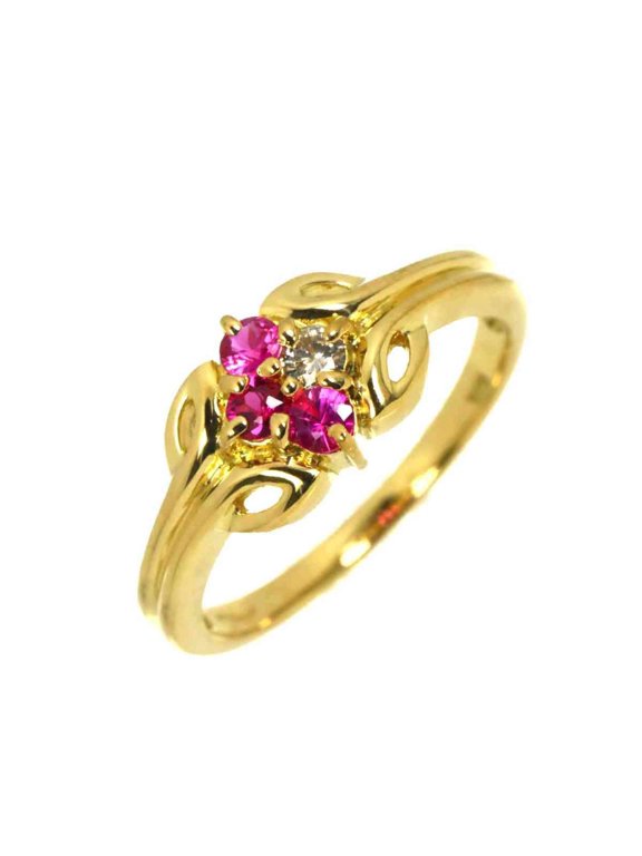 Pre-Owned Christian Dior 1 Ring Sapphire Diamond 18K YG Yellow Gold 750