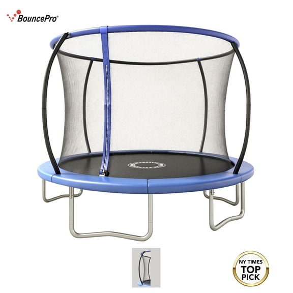 Sportspower BouncePro 10ft Trampoline Meets ASTM Safety Standards, Heavy-Duty Rust-Resistant Steel Frame, UV-Resistant Jump Mat & Safety Net
