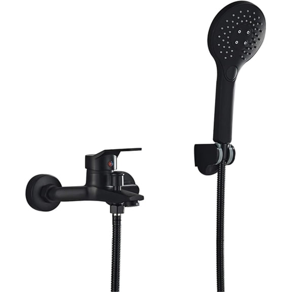 Bathtub Facuet, Matte Black Bathroom Faucet, 2 Function Wall Mounting Cold and Hot Shower Faucet