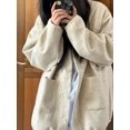 thumbnail image 3 of Cárdigan liso para mujer, cálido, holgado, de un solo pecho, estilo japonés, básico, diario, Harajuku, acogedor, suave, para el tiempo libre, tierno y elegante., 3 of 6
