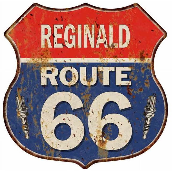 REGINALD Route 66 Sign Shield Metal Gift Man Cave Gift 211110002480