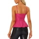 thumbnail image 3 of INSPIRAR CHIC Blusa de Mujer Top de Lentejuelas Tirantes Espagueti Cuello en V Brillante Volantes Peplum Tallas XS Rojo Rosa, 3 of 6