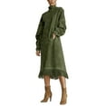thumbnail image 2 of YueHuiYing Women's Solid Color Faux Suede Vintage-Style Loose-Fit Long-Sleeve Dress with Pockets and Fringe Detail, 2 of 7