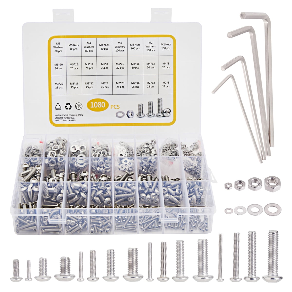 SET SCREW ASSORTMENT KIT WITH COMPARTMENTED STORAGE CASE STAINLESS STEEL NEW 
