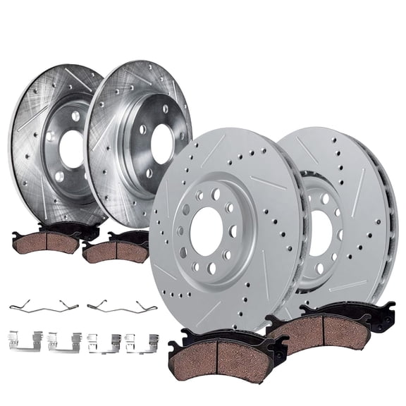 Detroit Axle - Brake Kit for 2016 2017 2018 Buick Envision, Drilled and Slotted Disc Brake Rotors Ceramic Brakes Pads: 12.64" inch Front and 12.40" inch Rear Rotor