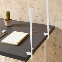 NICEXMAS 2Pack White Iron Rectangular Table Rod Stand 16.3X2.2X0.8in Adjustable for Pegboards Classrooms