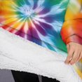 thumbnail image 3 of Oversized Wearable Blanket Hoodie,Colorful Rainbow Tie Dye Spiral Pattern Sherpa Blanket Hoodie with Super Pockets,Super Warm Fuzzy Pullover for Women & Men, 3 of 6