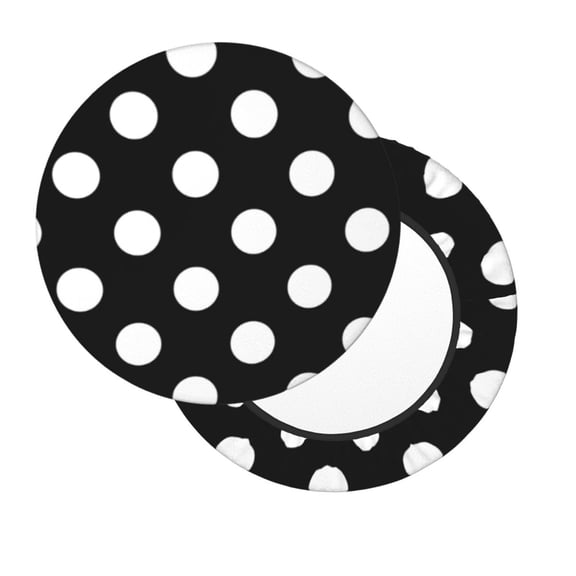 Xecao's Black and White Polka Dot Print Stool Covers offer stylish, washable protection for PU round bar stools, perfect for home or commercial use.