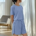 thumbnail image 4 of LIBRCLO 2PC Womens Pajamas Sets Round Neck Short Sleeve Top with Drawstring Shorts, Soft Comfort Loungewear Set, 4 of 5