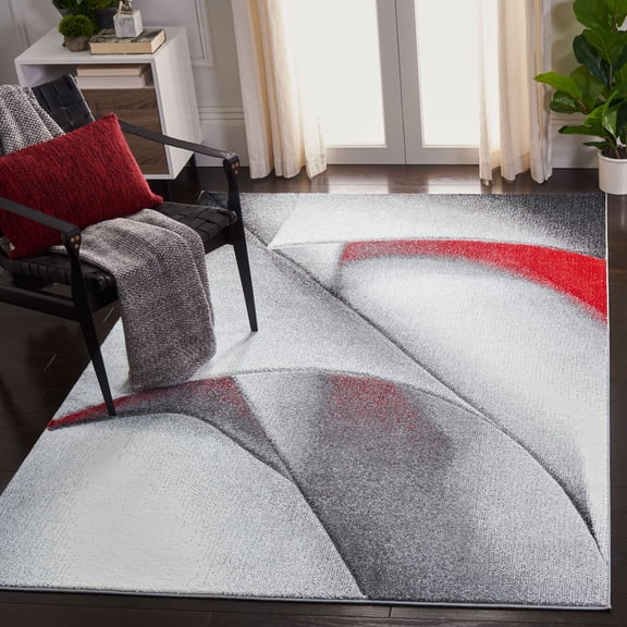 SAFAVIEH Hollywood Salome Abstract Area Rug, Grey/Red, 5'3" x 7'6"