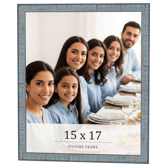 15x17 Frame Blue Scuffed Farm Board Solid Wood Picture Frame Width 0.75 Inches | Interior Depth 0.5