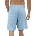 thumbnail image 4 of Dwelliawo Linen Shorts for Men Straight Leg 9" Flat Front Linen Dress Shorts Loose Fit Beach Pants with Pockets Pleat-Front Casual Light Blue S, 4 of 5