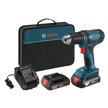 Bosch DDB181-02 18-Volt Lithium-Ion 1/2-Inch Compact Cordless Driver Drill Kit with 2 Batteries