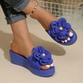 thumbnail image 5 of Women's Wedge Slide Sandals Casual Floral Decor Thick Sole Platform Wedge Heel Open Toe Summer Beach Slide Sandals for Women, 5 of 10