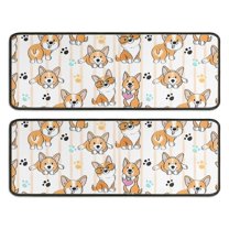 Kitchen Rugs Sets Of 2,Cartoon Corgi Anti Fatigue Kitchen Mat Rugs Non Slip Washable,Decorative Kitchen Floor Mats for Kitchen,Sink,Laundry,17"x47" 17"x47"