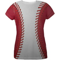 Baseball League White and Red All Over Womens T Shirt