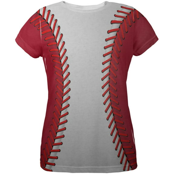 Baseball League White and Red All Over Womens T Shirt