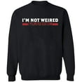 thumbnail image 2 of OXI Crewneck Sweatshirt - I'm Not Weired, Basic Casual Sweatshirts for Men's and Women Fleece Sweatshirt Long Sleeve - Black 2X-Large, 2 of 2