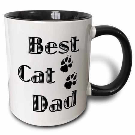 3dRose Best cat dad, Two Tone Black Mug, 11oz