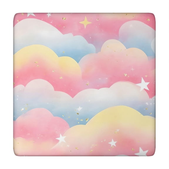 Colorful Cloud Star Pattern Square Fitted Tablecloth with Elastic Edge,Square Table Cover,Washable Elastic Table Cover for Home Kitchen Party Decor 34"x34"