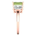 thumbnail image 3 of 4.0ct Emerald Cut Green Natural Peridot 18k Pink Rose Gold Engraving Statement Bridal Wedding Three-Stone Designer Ring Size 3.5, 3 of 5