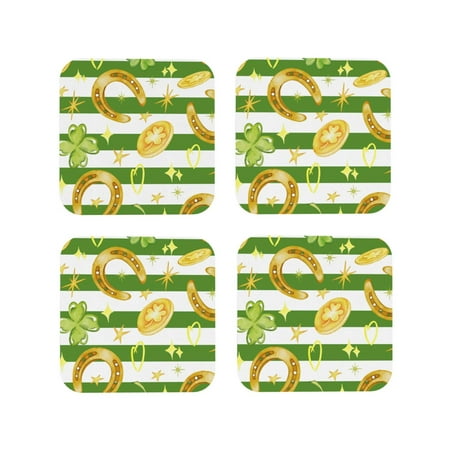 

Tideii Watercolor St Patrick Day for Leather Coasters 4 Pieces Anti-fouling and Anti-scalding Decorative Coasters Suitable for Restaurants Kitchens Coffee Shops-Square