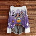 thumbnail image 4 of Arlun Christmas Sweaters for Women 2025 Funny Xmas Graphic Printed Knit Sweater Long Sleeve Loose Crewneck Pullover Tops Fall Winter Soft Comfy Warm Holiday Sweatshirts Purple2 XXXL, 4 of 5