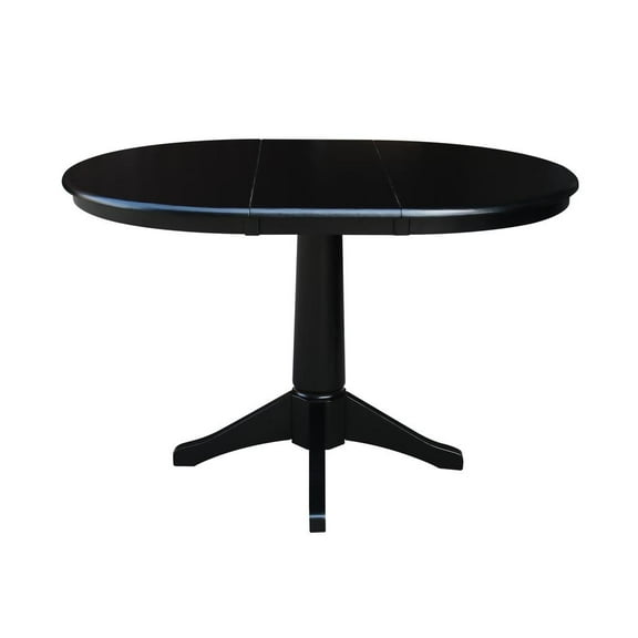 36" Round Top Dining Table with 12" Leaf - Black