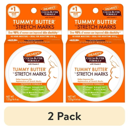 (2 pack) Palmer s Cocoa Butter Formula Tummy Butter for Stretch Marks before during and after Pregnancy 4.4 oz.