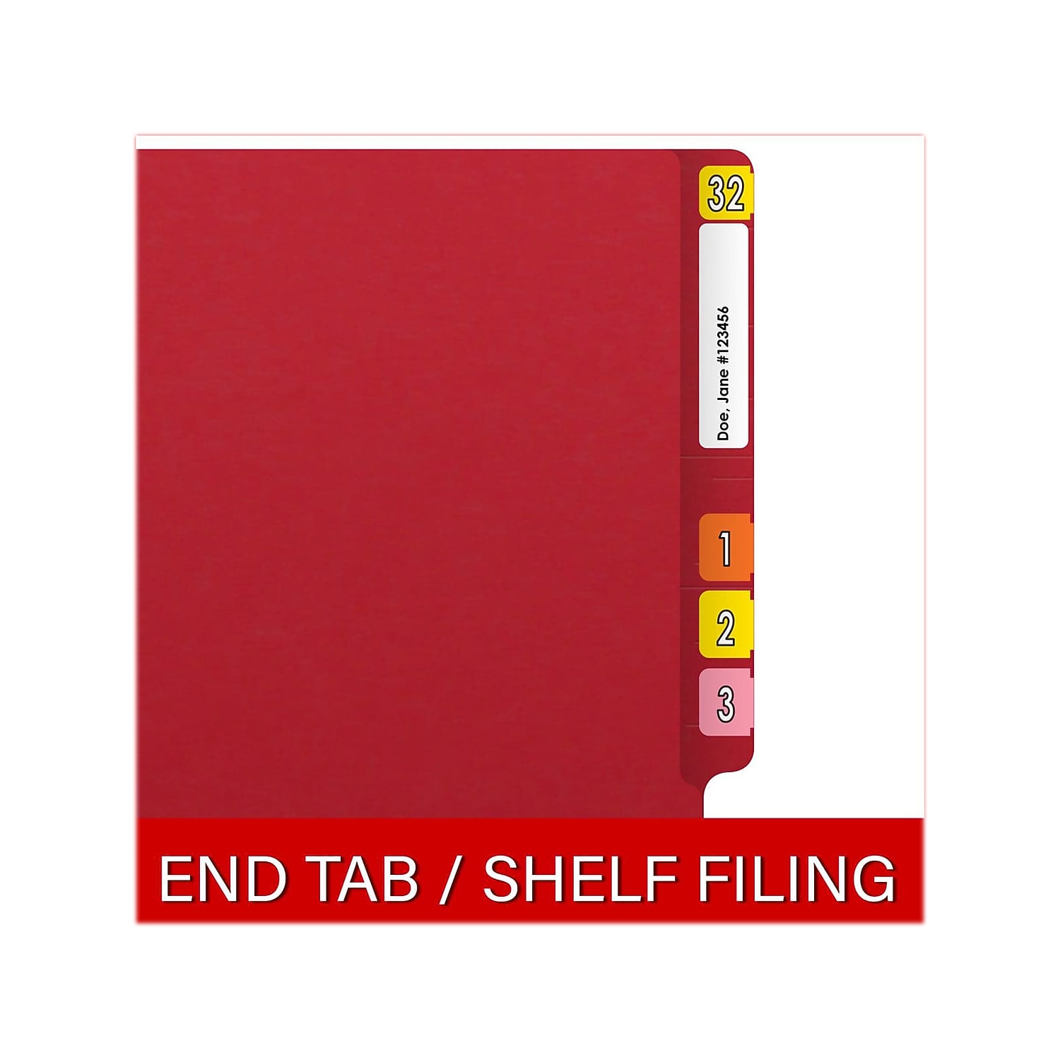 Medical Arts Press Reinforced End Tab File Folder Straight Cut Letter-Size Red 50/Box (S-01502-RED)