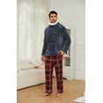 thumbnail image 2 of U2SKIIN Mens Plush Plaid Pajamas Set, Ultra Soft Pullover Sleepwear Warm Pjs set,(Dark Grey+Red Green Plaid,L), 2 of 5