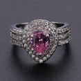 thumbnail image 5 of Heart-Shaped Alloy Ring with Artificial Gemstones and Semi-Precious Stones in White Gold for Women, 5 of 5