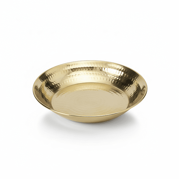 PTAL Handcrafted Pure Brass Paraat (11 Inch)  Medium | Kneading & Mixing Bowl for Atta, Traditional Golden Finish