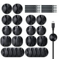 thumbnail image 1 of Cable Clips,26 Pack Black Adhesive Cord Holders & Reusable Cable Ties, Ideal Cable Cords Management for Organizing Cable Wires-Home, Office, Car, Desk Nightstand -Black, 1 of 9